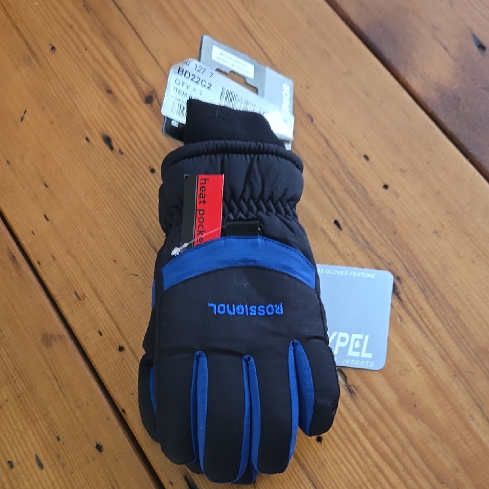 Nwt Rossignol Black and Blue Gloves Boys Large